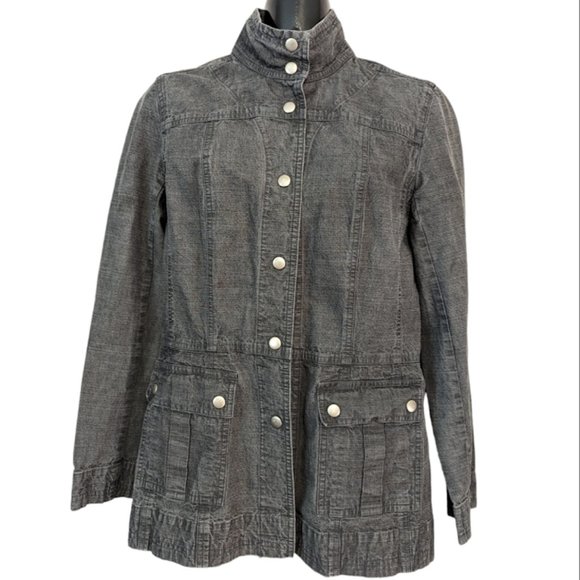 III State Gray Denim Fitted Jacket - Military Style - Size 8 - Picture 1 of 9